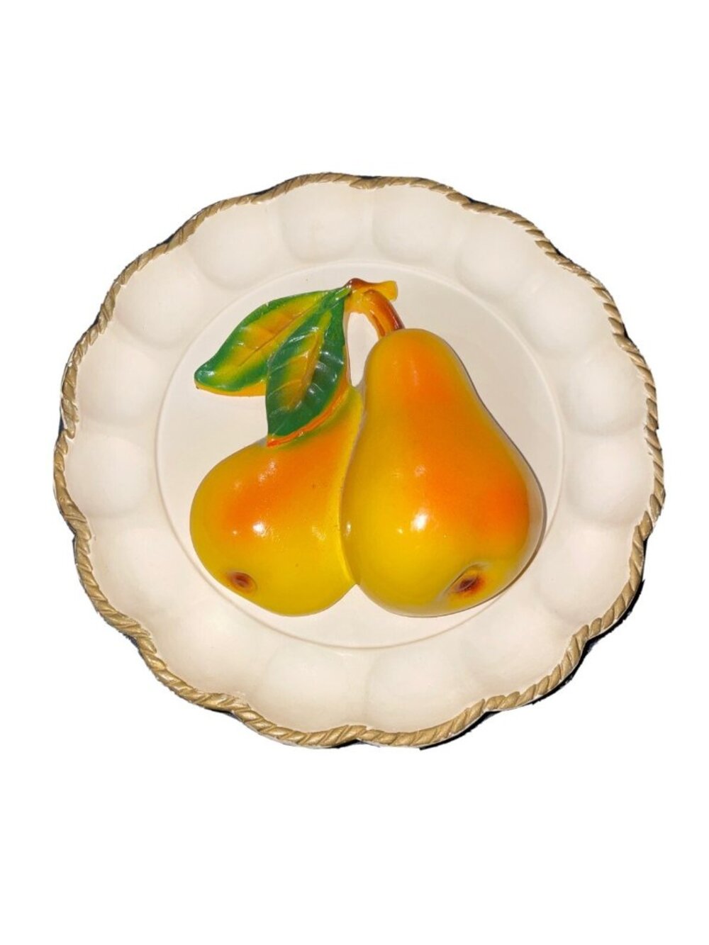 Antique - 1951 Universal Statuary Chicago Pears Wall Decor Signed  Fruit, colorf
